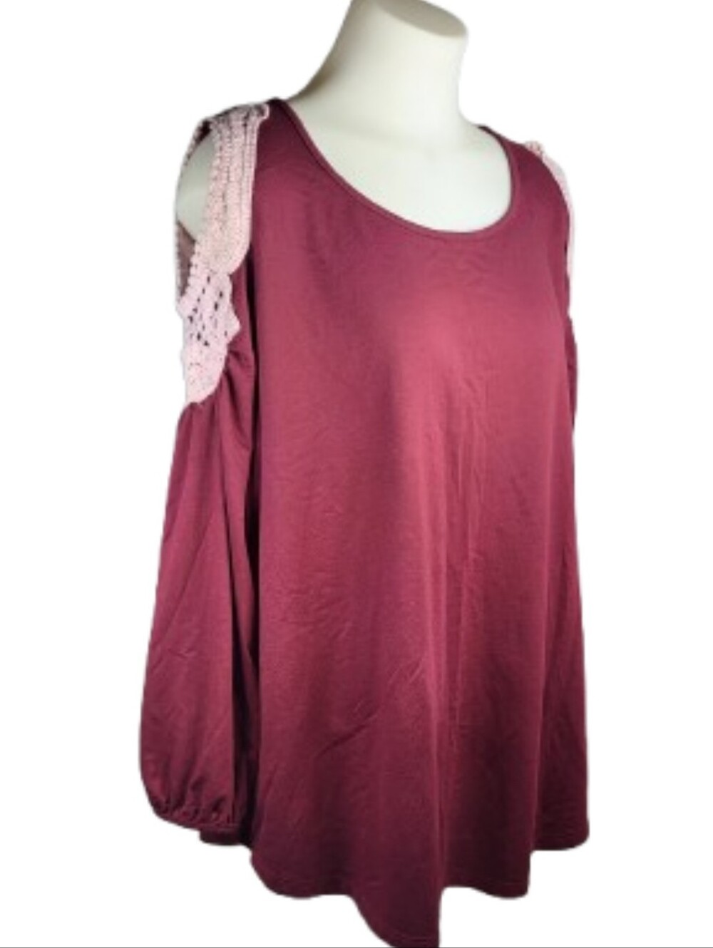 JODIFL Burgundy Pink Cold Shoulder Top Sz  LG